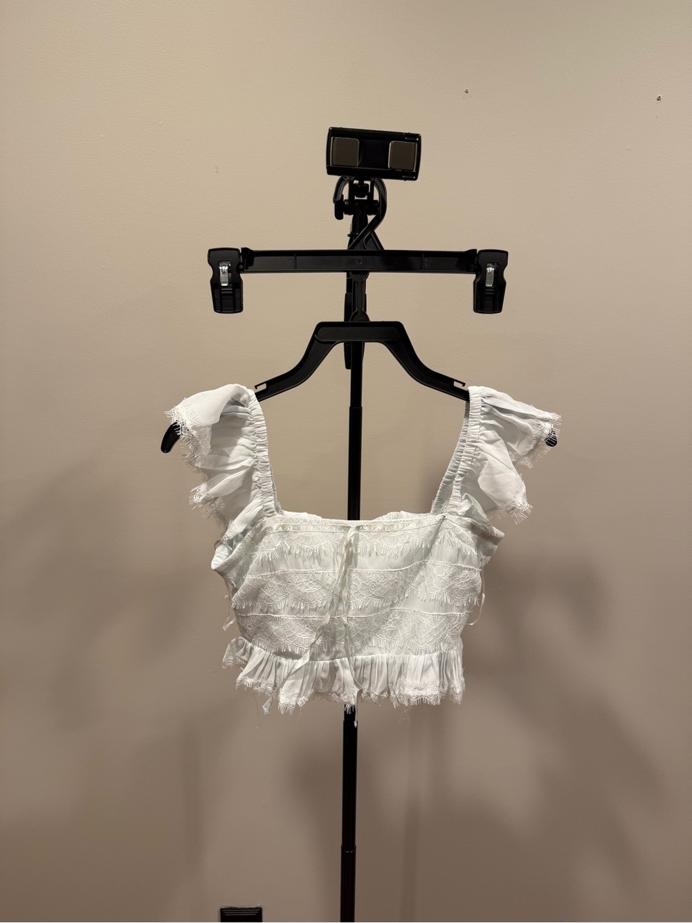 Altar'd State Ice Blue Ruffled Lace Crop Top - Picture 4 of 6